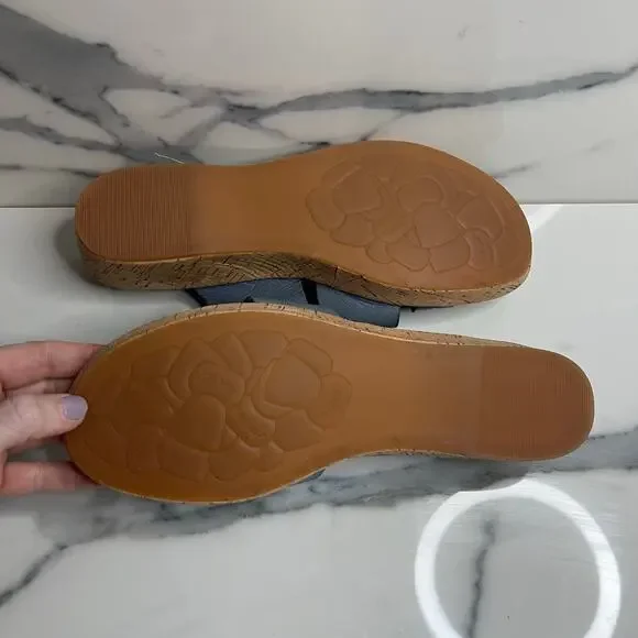 Kork-Ease | EUC Women's Blue Leather Slip-On Comfort Menzie Wedge Sandals Sz 10 - Picture 6 of 6